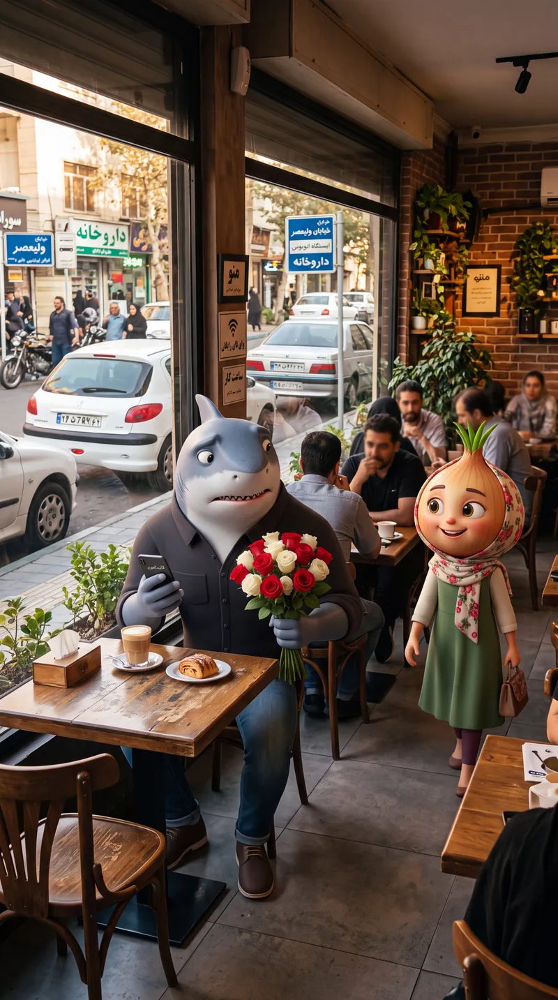 A dashing 3D anthropomorphic shark, rendered in a stylized m…